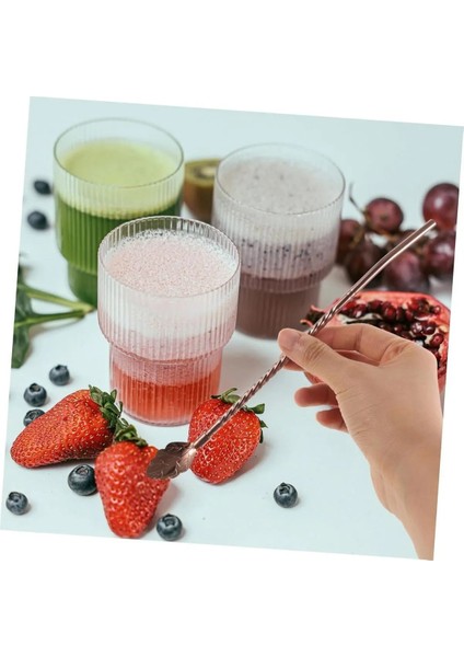 Bronz Renk Pipetli Latte Kaşığı 6 Adet ve Temizleme Fırçası, 22 cm Yaprak Tasarım fiyatları