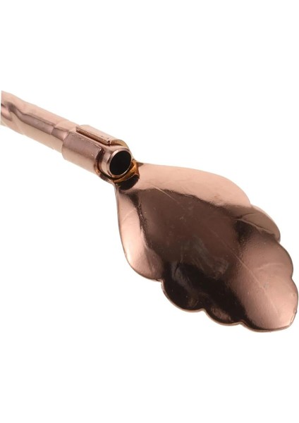 Bronz Renk Pipetli Latte Kaşığı 6 Adet ve Temizleme Fırçası, 22 cm Yaprak Tasarım modelleri