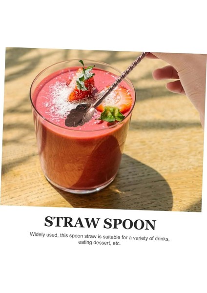 Bronz Renk Pipetli Latte Kaşığı 6 Adet ve Temizleme Fırçası, 22 cm Yaprak Tasarım fırsatları