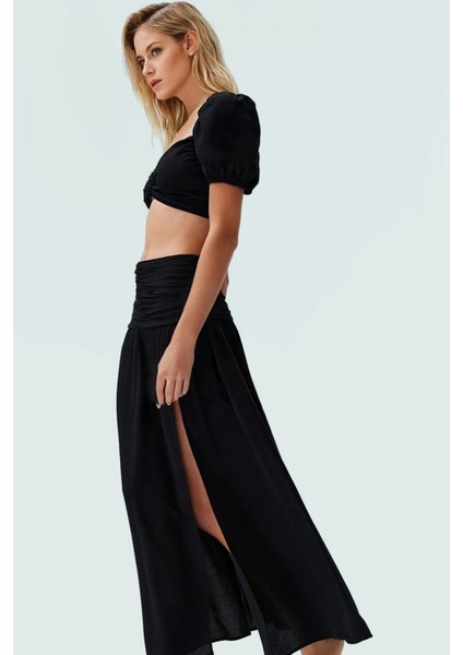 Yazlık Dokuma Bluz Etek Takım V Yaka Kısa Kol Plaj Modası Yüksek Kalite Konforlu Kesim fiyatları