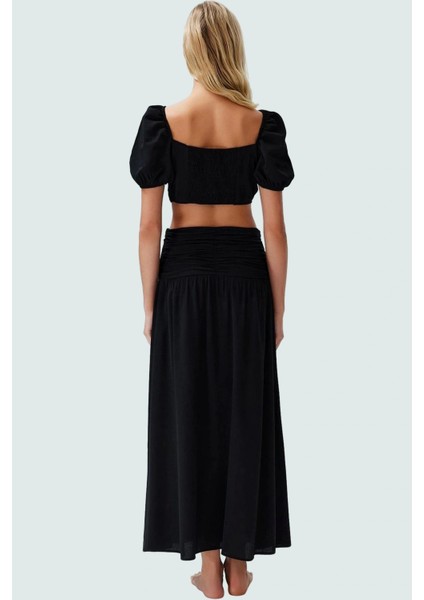 Yazlık Dokuma Bluz Etek Takım V Yaka Kısa Kol Plaj Modası Yüksek Kalite Konforlu Kesim modelleri