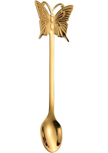 Parlak Gold Kelebek Kaşık, Çay ve Kahve Nescafe Için 1 Adet