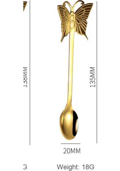 Parlak Gold Kelebek Kaşık, Çay ve Kahve Nescafe Için 1 Adet modelleri