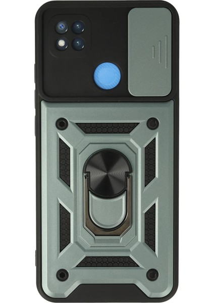 Xiaomi Redmi 9c Kılıf Pars Lens Yüzüklü Silikon - Yeşil Svlrs