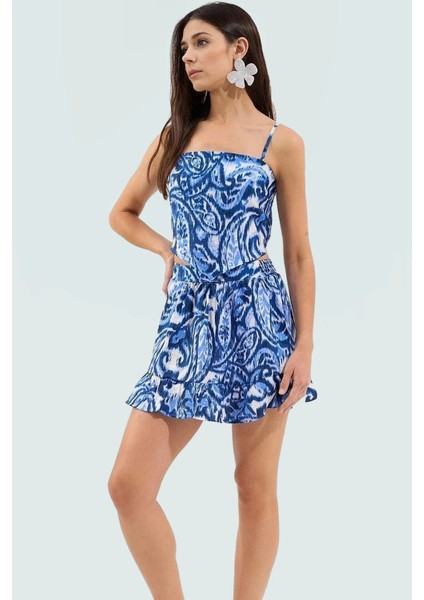 Yazlık Şal Desenli Viskoz Bluz Etek Takım Kadın Plaj Giyim Modern Stil Günlük Kullanım Için fiyatları