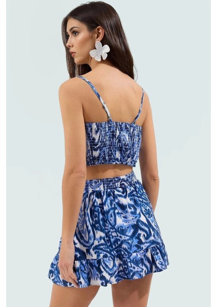 Yazlık Şal Desenli Viskoz Bluz Etek Takım Kadın Plaj Giyim Modern Stil Günlük Kullanım Için modelleri