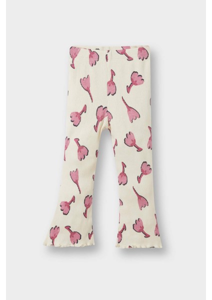 Kız Bebek 2'li Takım Çiçekli Fitilli Kaşkorse Sweatshirt İspanyol Paça Tayt F3714A525AU fiyatları