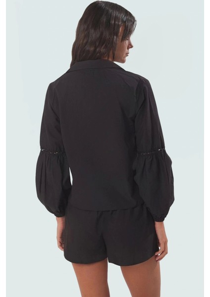 Kadın Pamuk Dokuma Vual Plaj Gömlek Şort Takım Kısa Kollu Yazlık Özenle Seçilmiş modelleri