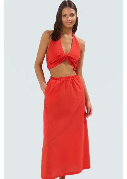 Kadın Uzun Plaj Bluz Etek Takımı Pamuk Yazlık Premium Kalite Yüksek