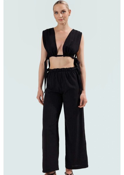 Kadın Pamuklu Dokuma Plaj Bluz Pantolon Takımı Rahat Yaz Kombinleri Için Modern Stil fiyatları