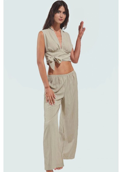 Yazlık Plaj Bluz Pantolon Takımı Dokuma Viskoz Polyester Oversize Rahat Kullanım fiyatları