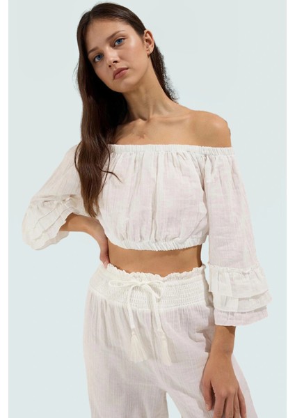 Yazlık Kadın Pamuklu Bluz Pantolon Takım Rahat Plaj Giyim Mükemmel Uyum Günlük Kullanım Için fiyatları