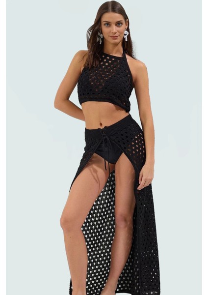 Yazlık Kroşe Bluz Etek Plaj Takımı Pamuklu Polyester Şık ve Rahat