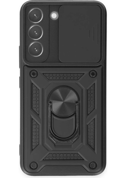 Samsung Galaxy S23 Fe Kılıf Pars Lens Yüzüklü Silikon - Siyah Svlrs