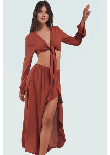 Yazlık Çok Desenli Viskoz Bluz Etek Takım Plaj Şıklığı Için Uzun Ömürlü Modern Stil