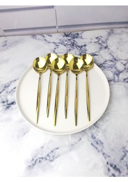 Paslanmaz Çelik 6'lı Yuvarlak Yemek Kaşığı Seti modelleri