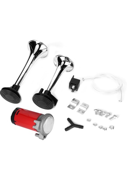 12V 120DB Süper Yüksek Sesle Havalı Korna Çift Trompet Evrensel Motosiklet Için (Yurt Dışından)