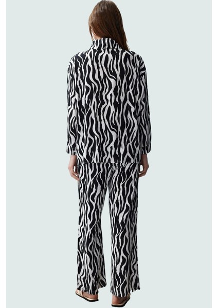 Şal Desenli Viskoz Yazlık Takım Elbise Rahat Günlük Stil Mükemmel Uyum Konforlu Kesim modelleri