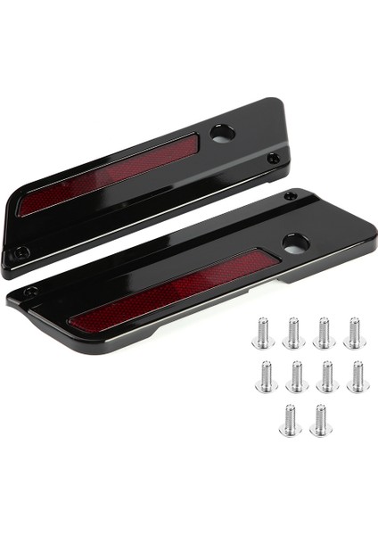 2 Adet Motosiklet Heybe Mandalı Kapak Reflektörler Glide Touring 94-17 Siyah (Yurt Dışından)