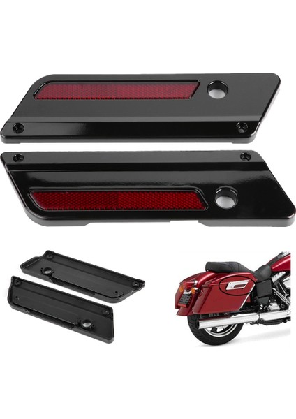 2 Adet Motosiklet Heybe Mandalı Kapak Reflektörler Glide Touring 94-17 Siyah (Yurt Dışından) fırsatları