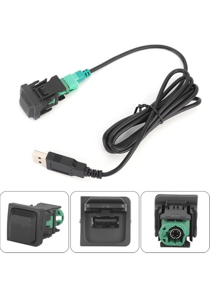 Araba Radyo Çalar USB Düğmesi Anahtarı USB Dönüştürücü Kablosu Adaptörü Araç Ses Parçaları (Yurt Dışından) fırsatları