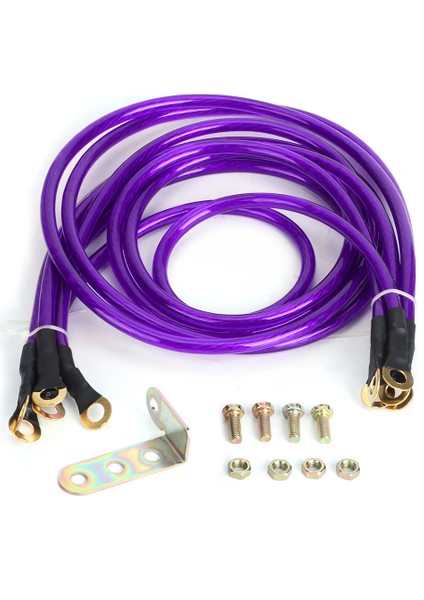 Evrensel 5 Noktalı Araba Topraklama Kablosu Güçlendirilmiş Topraklama Kablosu Sistemi Kiti Modifikasyon Mor (Yurt Dışından)