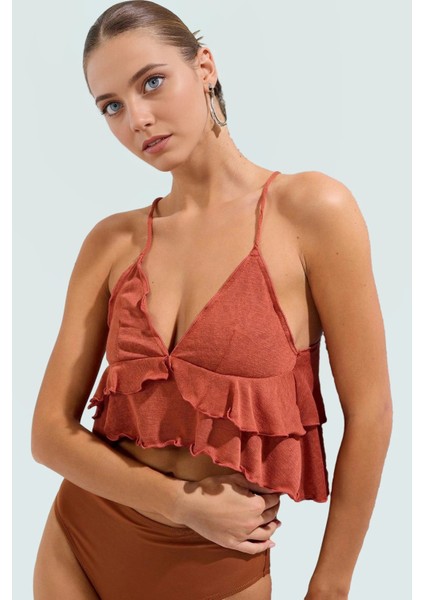 Volanlı Örme Plaj Bluz Yazlık Kadın Giyim Günlük Kullanım Için Rahat ve Şık fiyatları