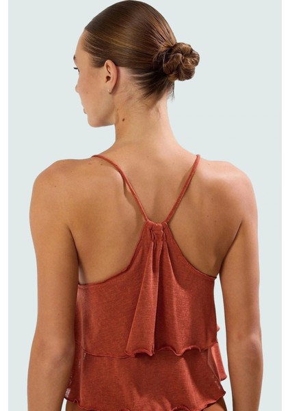 Volanlı Örme Plaj Bluz Yazlık Kadın Giyim Günlük Kullanım Için Rahat ve Şık modelleri