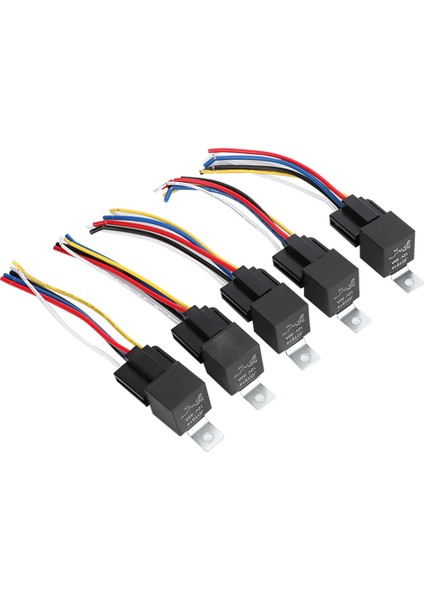5x Otomobil Araç 12 V 12 Volt Dc 40A Amp Röle ve Lokma Seti Spdt 5 Pin 5 Telli Yeni (Yurt Dışından)