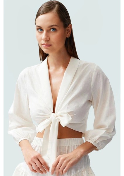 Yazlık Crop Bluz Pamuklu Balon Kol V Yaka Plaj Konforlu Kesim Premium Kalite Mükemmel Uyum modelleri