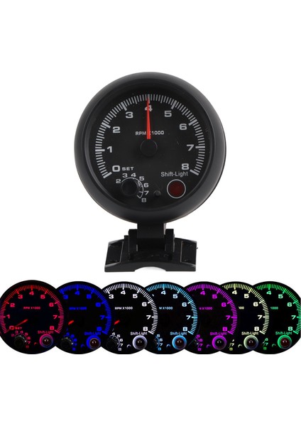 3.75 In 12V Araba Takometre 0‑8000RPM Pointer Tako Ölçer Ölçer Ayarlanabilir Vites Lambası (Yurt Dışından)