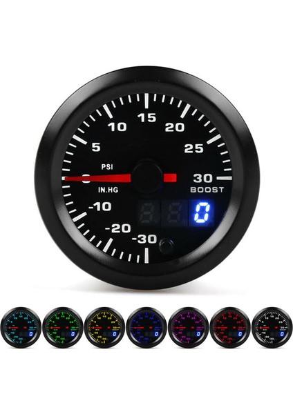 2in / 52MM Evrensel 7 Renk LED Turbo Boost Ölçer Psi Basınç Göstergesi Dijital Ekran Pointer (Yurt Dışından)