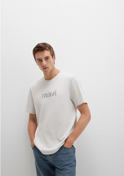 Mavi Logo Baskılı Gri Tişört 0612936-80192