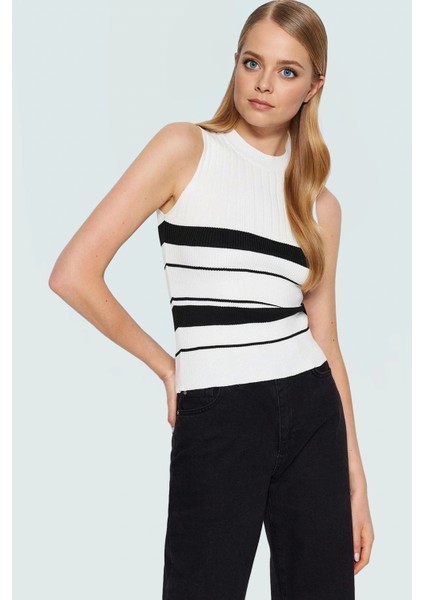 Kadın Bisiklet Yaka Triko Bluz Ince Polyester Renk Bloklu Yazlık Günlük Kullanım Için Konforlu Kesim