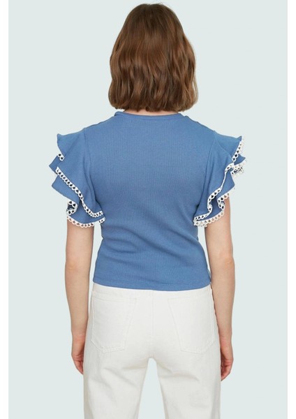 Kadın Bisiklet Yaka Kısa Kollu Örme Bluz Yazlık Rahat Günlük Profesyonel Görünüm modelleri