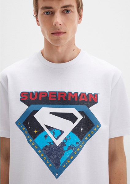 Superman Baskılı Beyaz Tişört 0612917-620 indirimleri