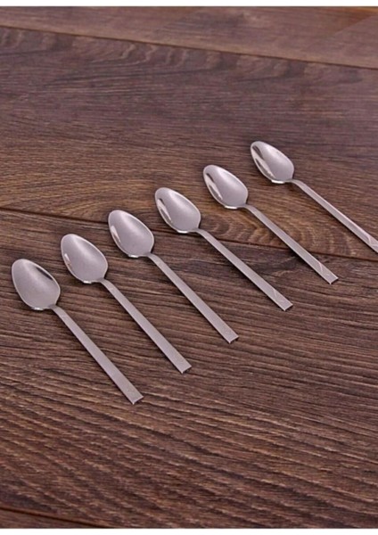 6'lı Çubuk Model Çay Kaşığı Paslanmaz Çelik, Şık ve Dayanıklı Tasarım