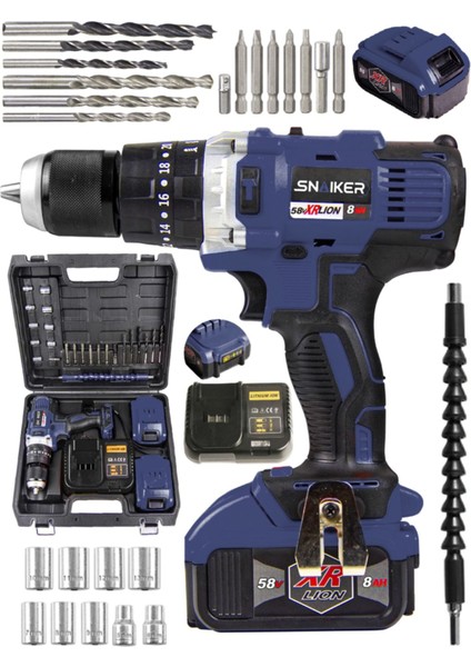 21V L 13MM Metal Mandren Darbeli Çift Akülü Vidalama Matkap 27 Parça Pro Set Lacivert fiyatları