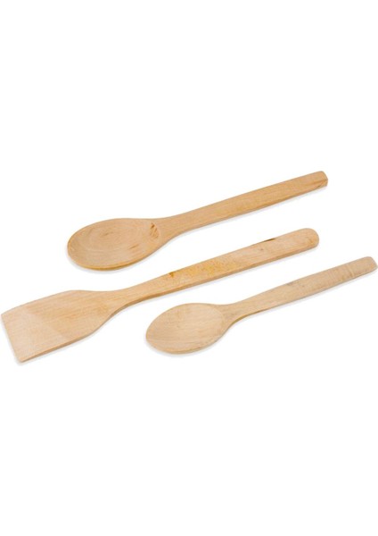 Doğal Ahşap Yemek Kaşık ve Spatula Seti, Kahverengi, Şık ve Sağlıklı Tasarım