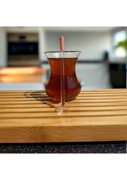 6 Adet Pembe Cam Çay Kaşığı, Şık ve Kullanışlı Set