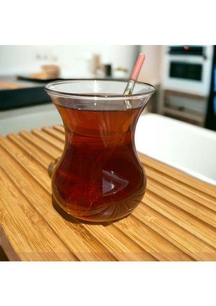 6 Adet Pembe Cam Çay Kaşığı, Şık ve Kullanışlı Set fiyatları