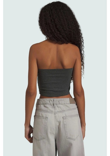 Fitted Straplez Yaka Crop Örme Bluz Rahat Günlük Stil Dayanıklı Malzeme Seçkin fiyatları