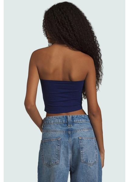 Fitted Straplez Yaka Crop Örme Bluz Rahat Günlük Stil Dayanıklı Malzeme Seçkin fiyatları