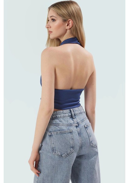 Şık Boyundan Bağlamalı Kolsuz Örme Bluz Uzun Ömürlü Günlük Kullanım Için Modern Stil fiyatları