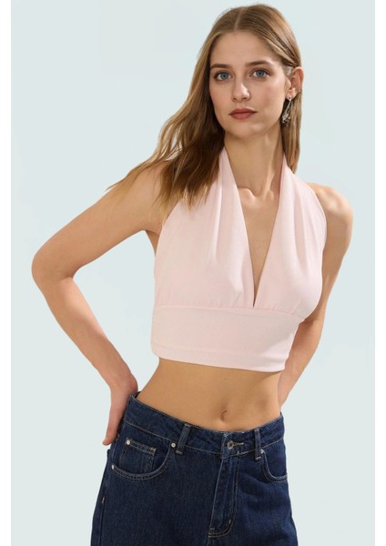 Şık Boyundan Bağlamalı Kolsuz Örme Bluz Uzun Ömürlü Günlük Kullanım Için Modern Stil fiyatları