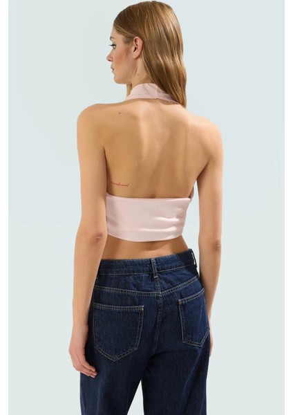 Şık Boyundan Bağlamalı Kolsuz Örme Bluz Uzun Ömürlü Günlük Kullanım Için Modern Stil modelleri