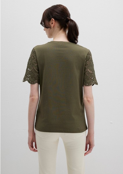 Dantel Detaylı Haki Tişört 1613515-71549 indirimleri