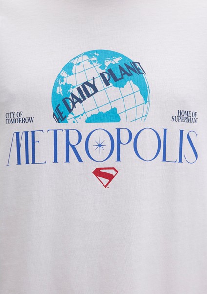 Superman Baskılı Beyaz Tişört 0612918-620
