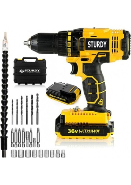 36V 5AH Darbeli Elektrikli Matkap 23 Parça Set