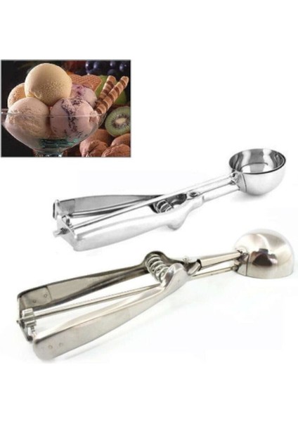 Renkli Paslanmaz Çelik Top Dondurma ve Helva Alma Kaşığı Seti